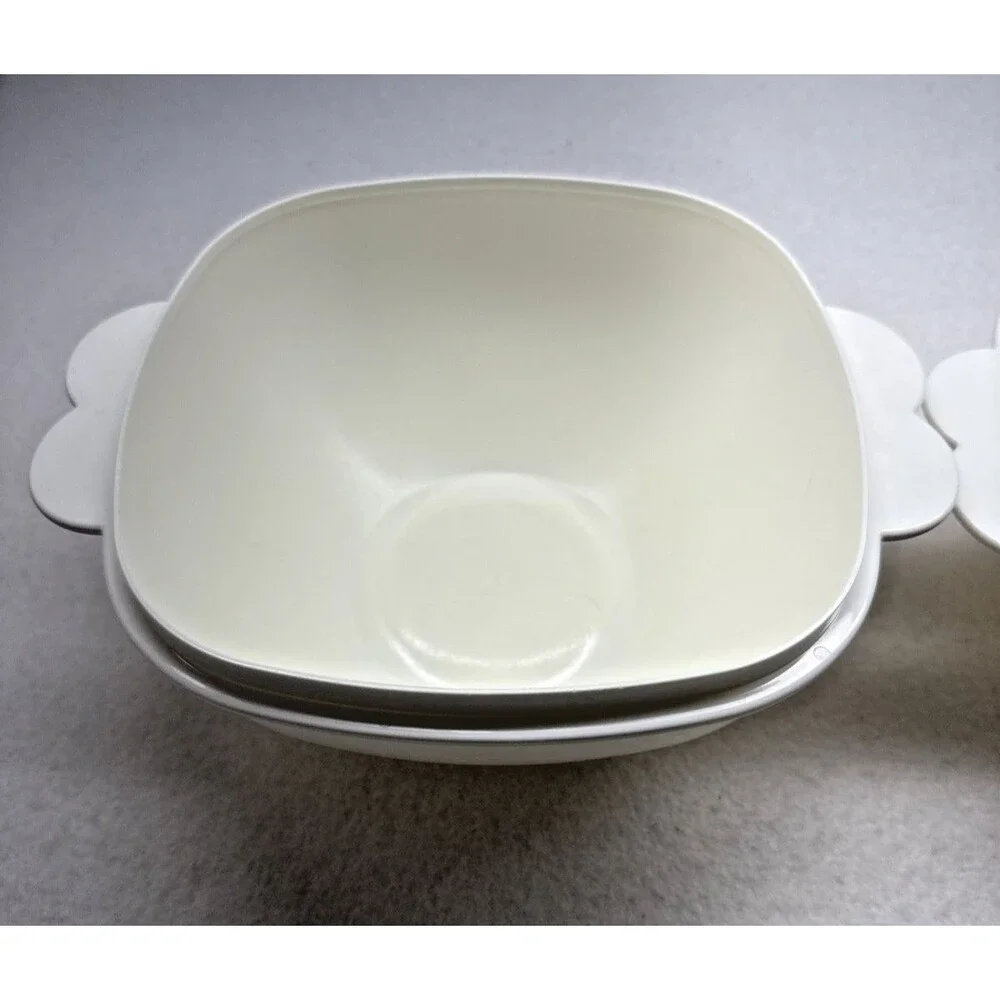 Tupperware Servalier 2510 2511 2512 White Nesting Bowls Set 3 Butterfly Handle